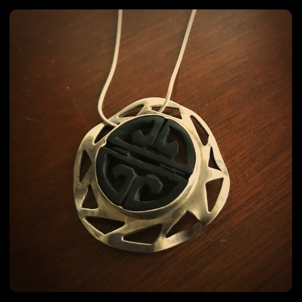 Silver and anthracite pendant on 14 “chain.